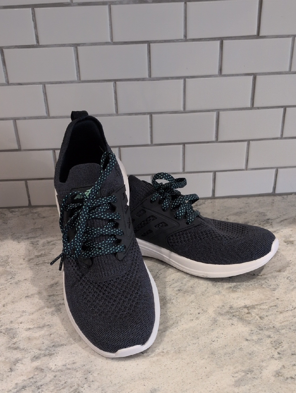 Avia Women's Knit Athletic Sneakers in Dark Gray with White Sole